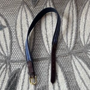 Vineyard Vines Unisex Men’s Women’s Size 28 Navy Blue Brown Leather Striped Belt